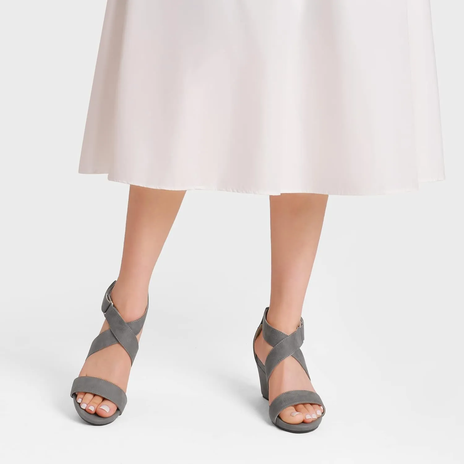 DREAM PAIRS Women's Ankle Strap Wedge Sandals, Comfortable Open Toe Summer Dress Shoes