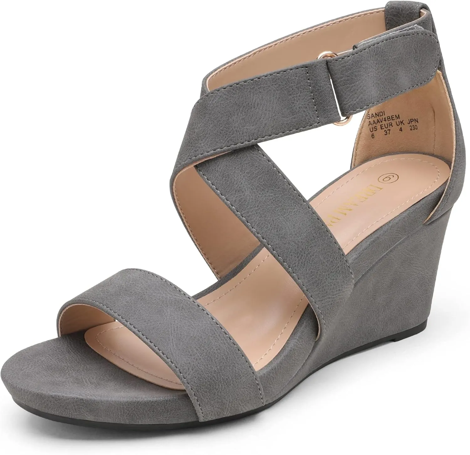 DREAM PAIRS Women's Ankle Strap Wedge Sandals, Comfortable Open Toe Summer Dress Shoes