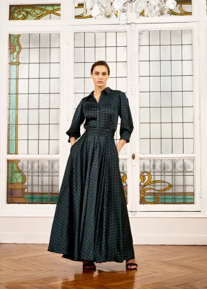 Dress Ophèlie: Elegant Emerald Green and Black Dress