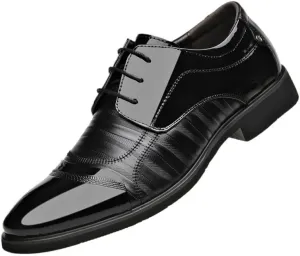 Dress Oxford Shoes for Men New Men's Lace-up Leather Shoes, Luxury Business Oxford Patent Leather Formal Shoes, Breathable Plus Size Office and Wedding Flats