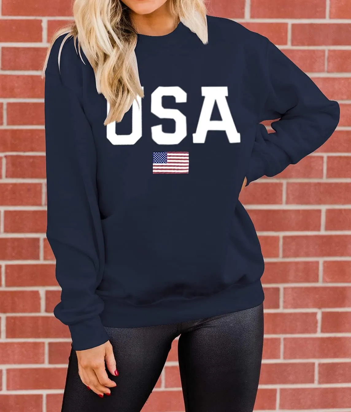 Dressmine Womens Casual Long Sleeve Graphic Tee Shirts Crew Neck Sweatshirts Pullover Tops for Women