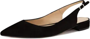 Eldof Women Low Heels Pointed Closed Toe Slingback Flats Ankle Straps Pumps Classic Dressy Elegant Shoes 1 Inch
