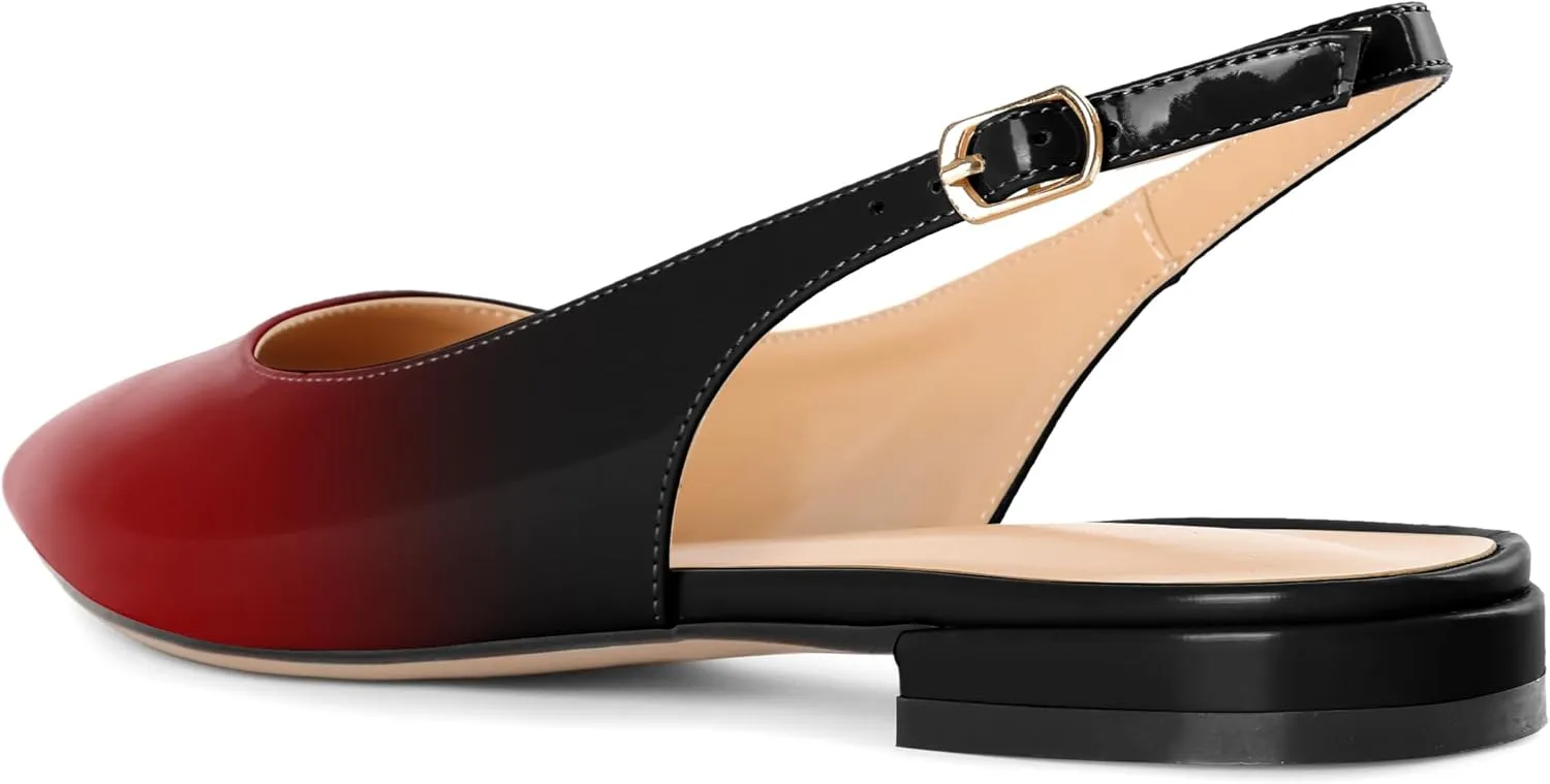 Eldof Women Low Heels Pointed Closed Toe Slingback Flats Ankle Straps Pumps Classic Dressy Elegant Shoes 1 Inch