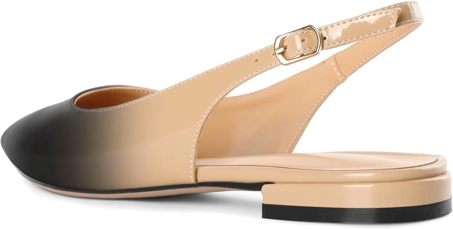 Eldof Women Low Heels Pointed Closed Toe Slingback Flats Ankle Straps Pumps Classic Dressy Elegant Shoes 1 Inch