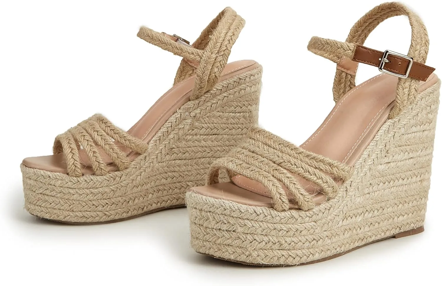 Espadrille Wedge Sandals for Women Ankle Strap Platform Sandals Dressy Summer Open Toe Bohemia Casual Braided Heels Sandals