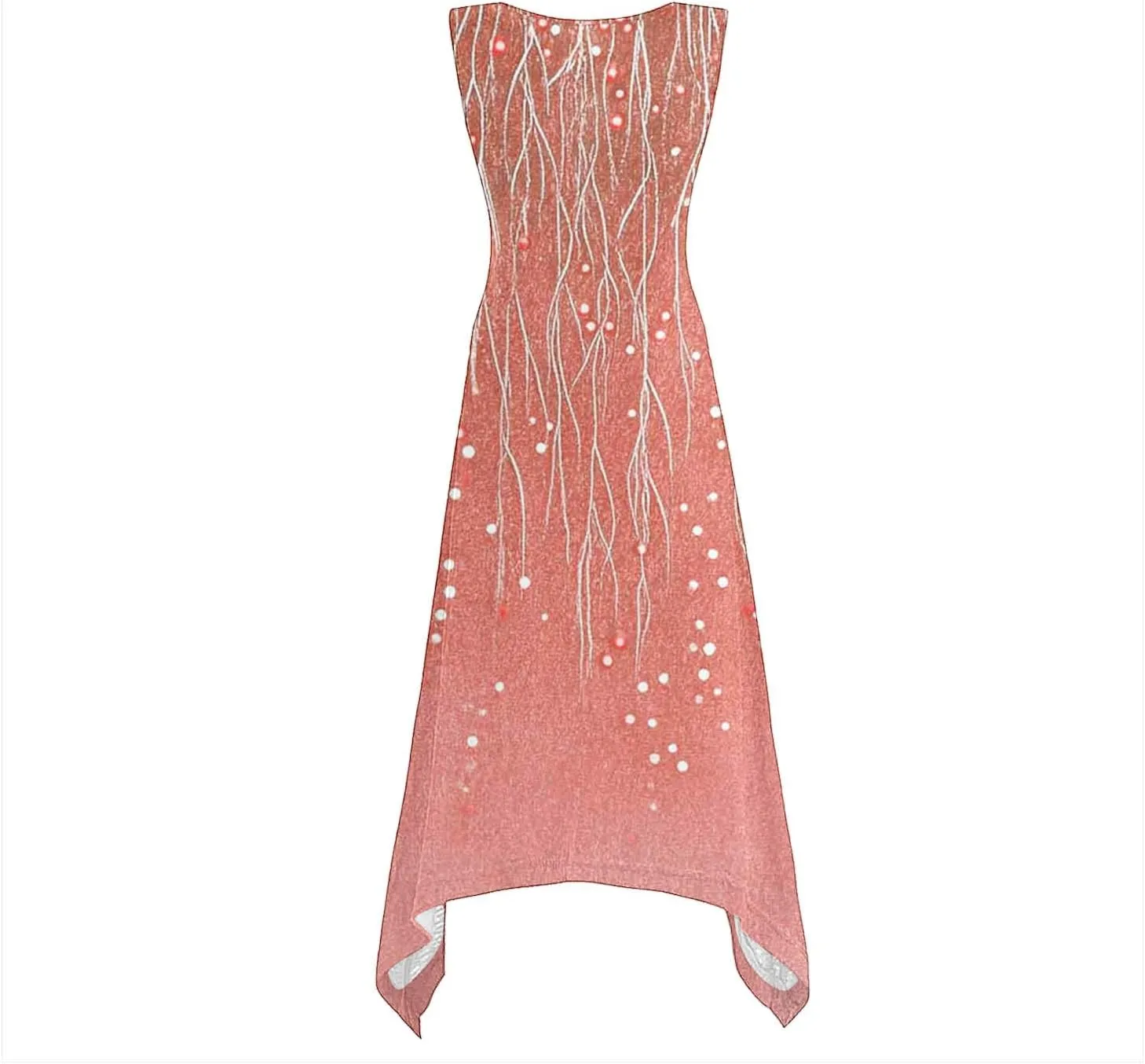 Fashion Floral Printed Dress for Women Trendy 2025 Spring Summer Beach Dresses Casual Round Neck Sleeveless Dress