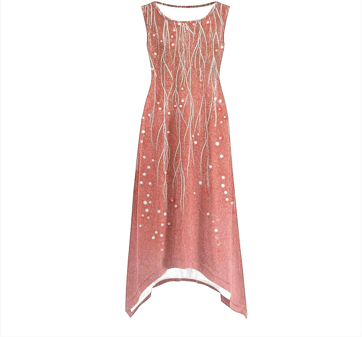 Fashion Floral Printed Dress for Women Trendy 2025 Spring Summer Beach Dresses Casual Round Neck Sleeveless Dress