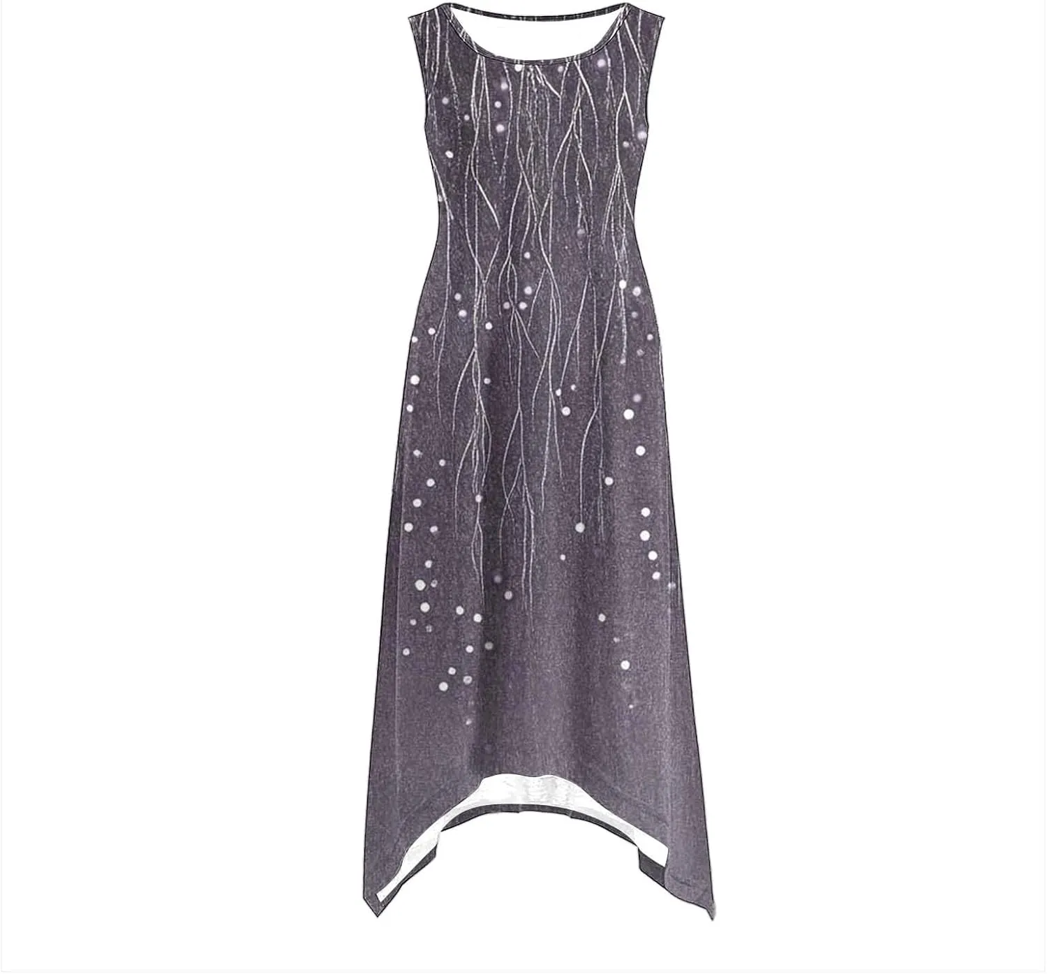 Fashion Floral Printed Dress for Women Trendy 2025 Spring Summer Beach Dresses Casual Round Neck Sleeveless Dress