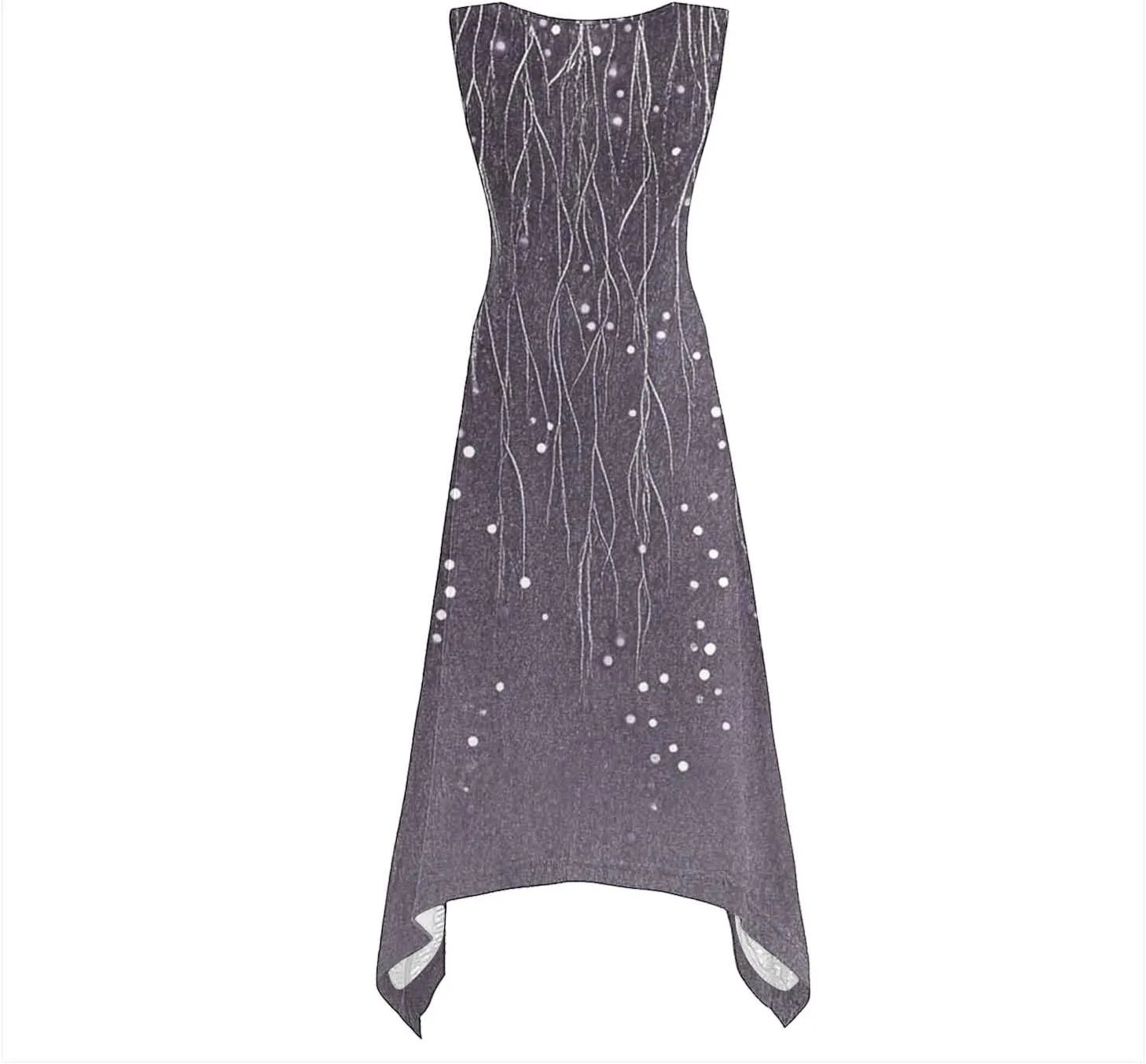 Fashion Floral Printed Dress for Women Trendy 2025 Spring Summer Beach Dresses Casual Round Neck Sleeveless Dress