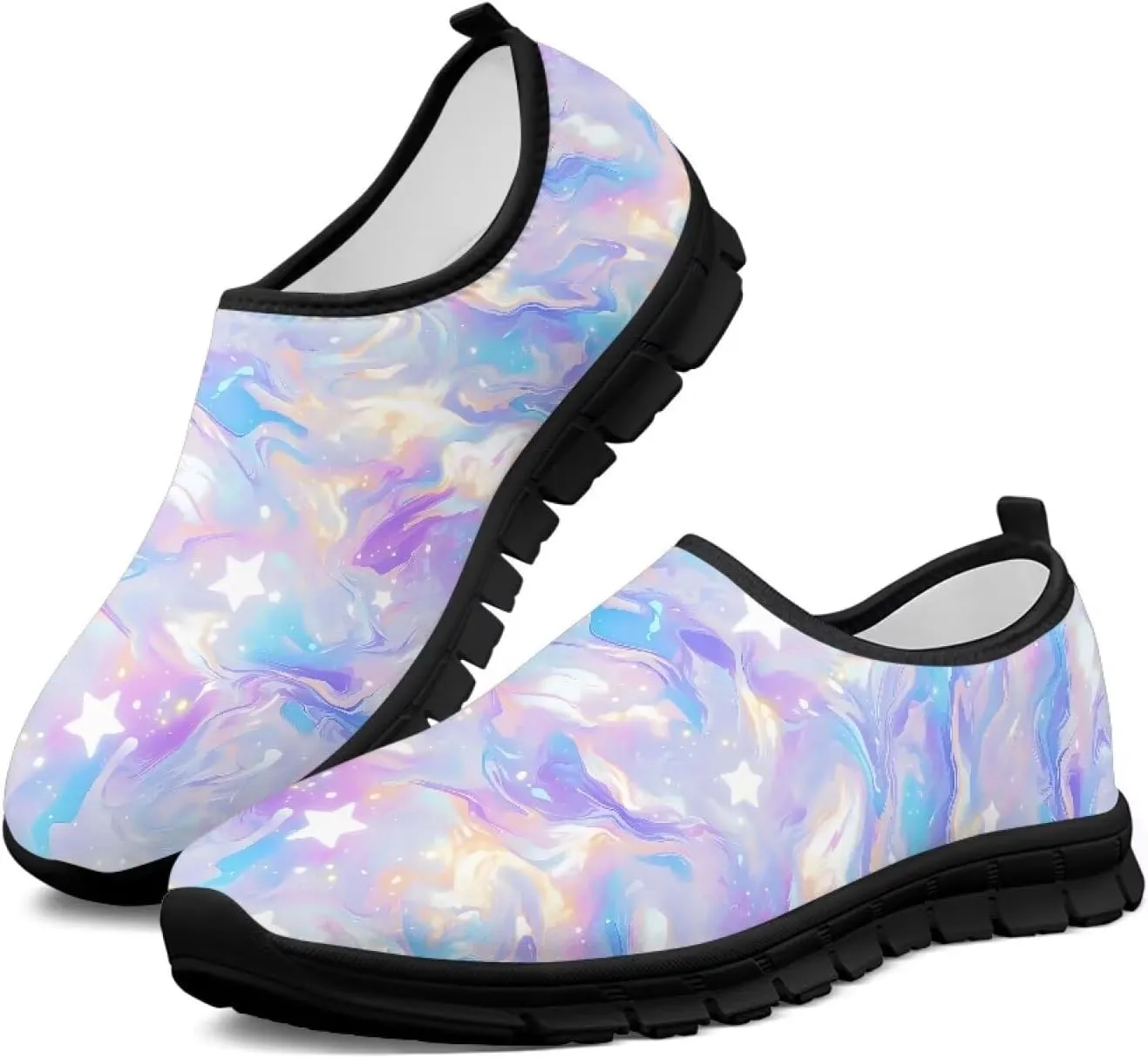 Fashion Walking Shoes for Woman Girls Comfortable Slip On Casual Shoe Light Soft Running Sneakers for Climbing Size 5.5-11.5 Black Sole
