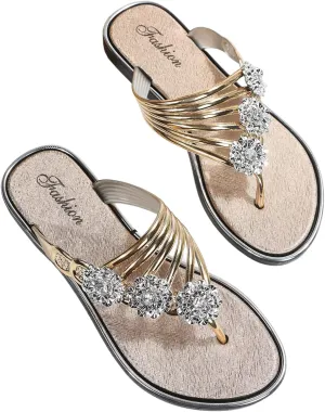 Floerns Women's Flat Sandals Flip Flop Sandals Summer Slip on Dressy Thong Sandal
