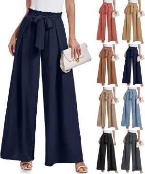 Flowy Wide Leg Pants Woman Business Casual Linen Pants Trousers Ladies Summer High Waisted Work Palazzo Pants