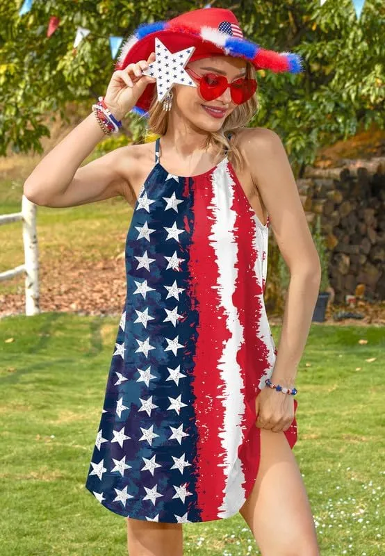 For G and PL Women's Summer Halter Sundress Sleeveless Mini Beach Dress with Pockets