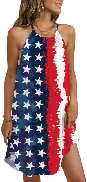 For G and PL Women's Summer Halter Sundress Sleeveless Mini Beach Dress with Pockets