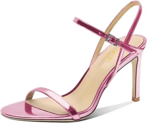 FOWT Women Sexy Single Strap Open Toe Sandals High Stiletto Heel Ankle Strap Buckle Summer Party Prom Vacation Dress Shoes Size 4-16 US