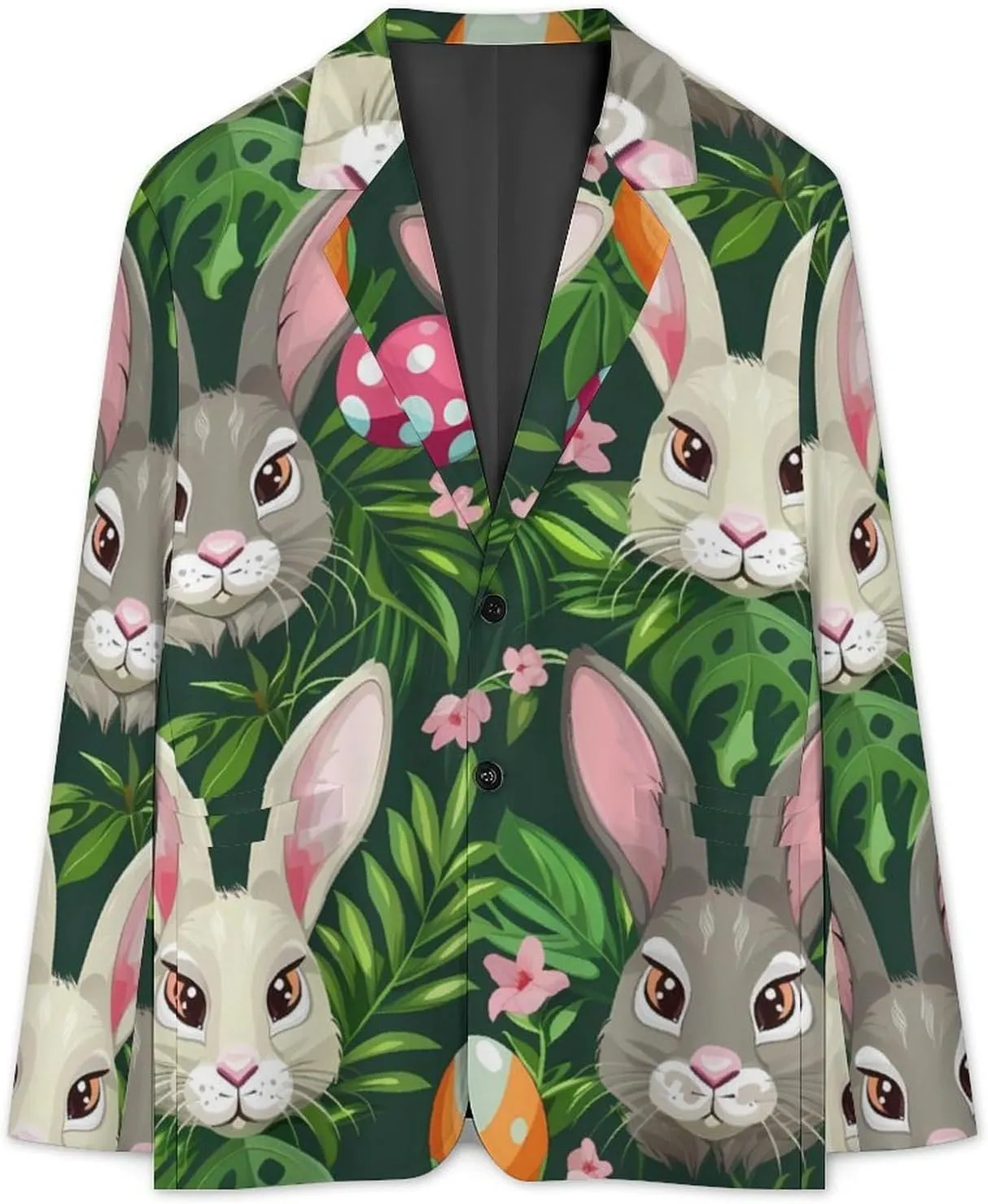 Funny Cartoon Rabbits Men's Fashion Suit Jacket Slim 2 Button Blazer Casual Business Party Dress Coats
