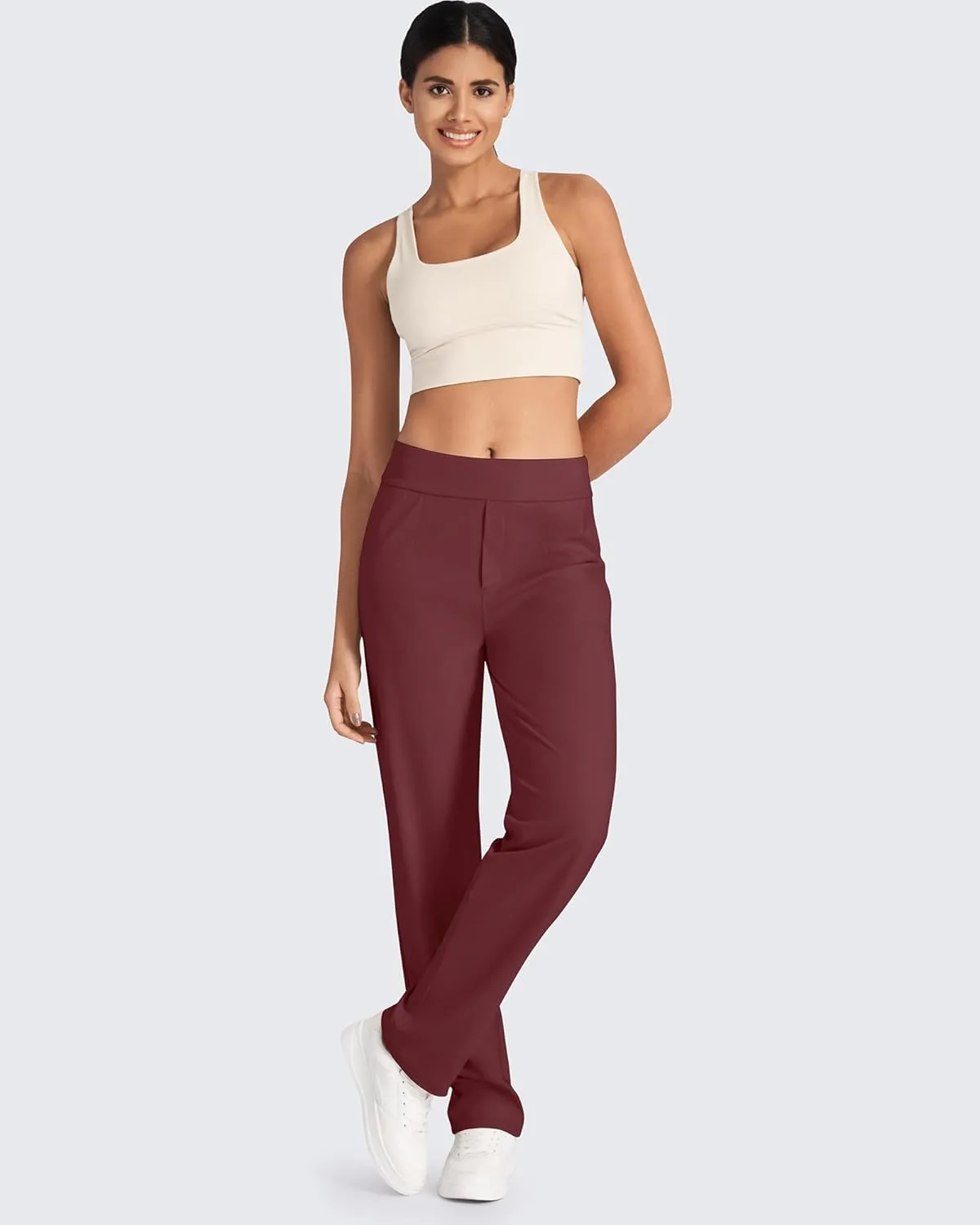 G4Free ShiftReady Yoga Pants Women High Waist Dress Work Pants with Pockets Wide Leg Business Casual Trousers 28"/30"/32"