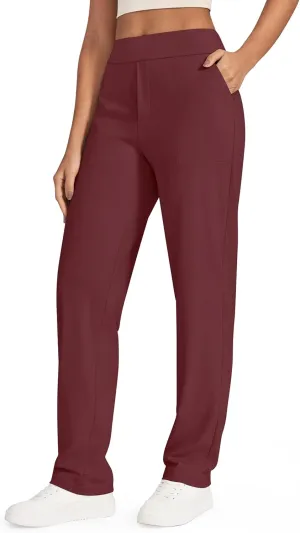 G4Free ShiftReady Yoga Pants Women High Waist Dress Work Pants with Pockets Wide Leg Business Casual Trousers 28"/30"/32"