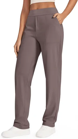 G4Free ShiftReady Yoga Pants Women High Waist Dress Work Pants with Pockets Wide Leg Business Casual Trousers 28"/30"/32"