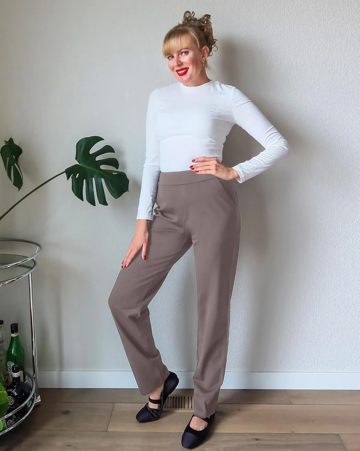 G4Free ShiftReady Yoga Pants Women High Waist Dress Work Pants with Pockets Wide Leg Business Casual Trousers 28"/30"/32"
