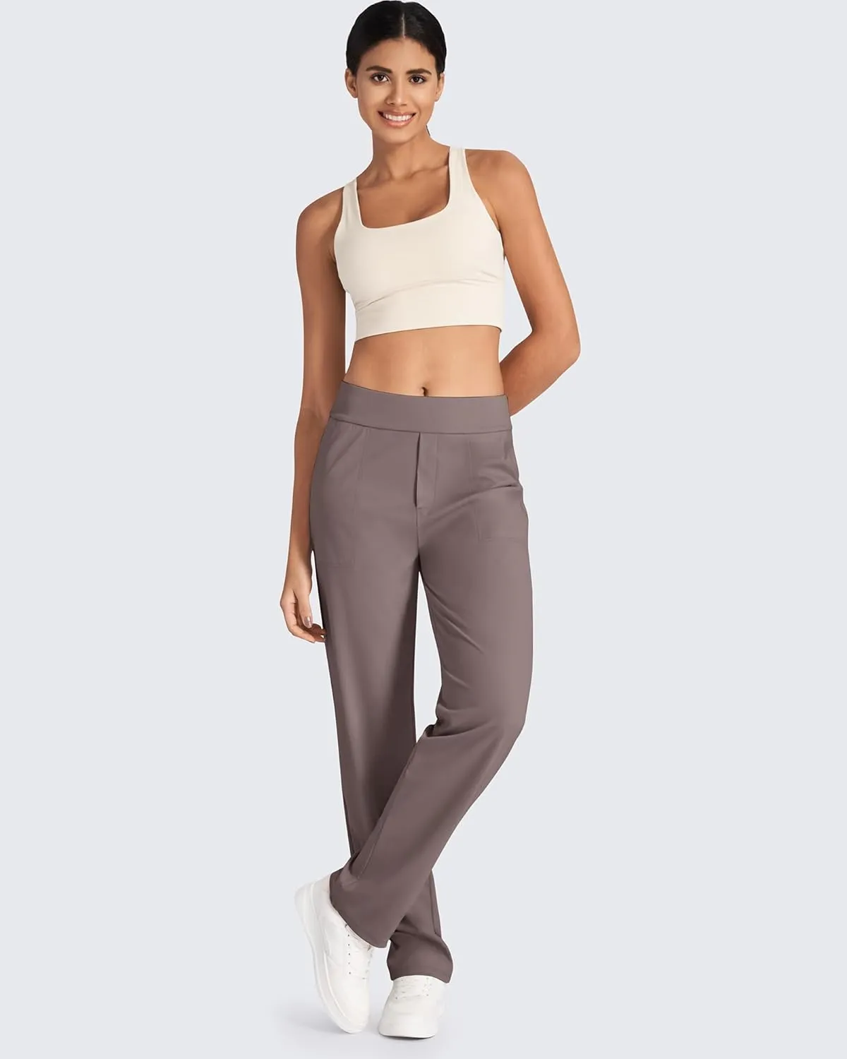 G4Free ShiftReady Yoga Pants Women High Waist Dress Work Pants with Pockets Wide Leg Business Casual Trousers 28"/30"/32"