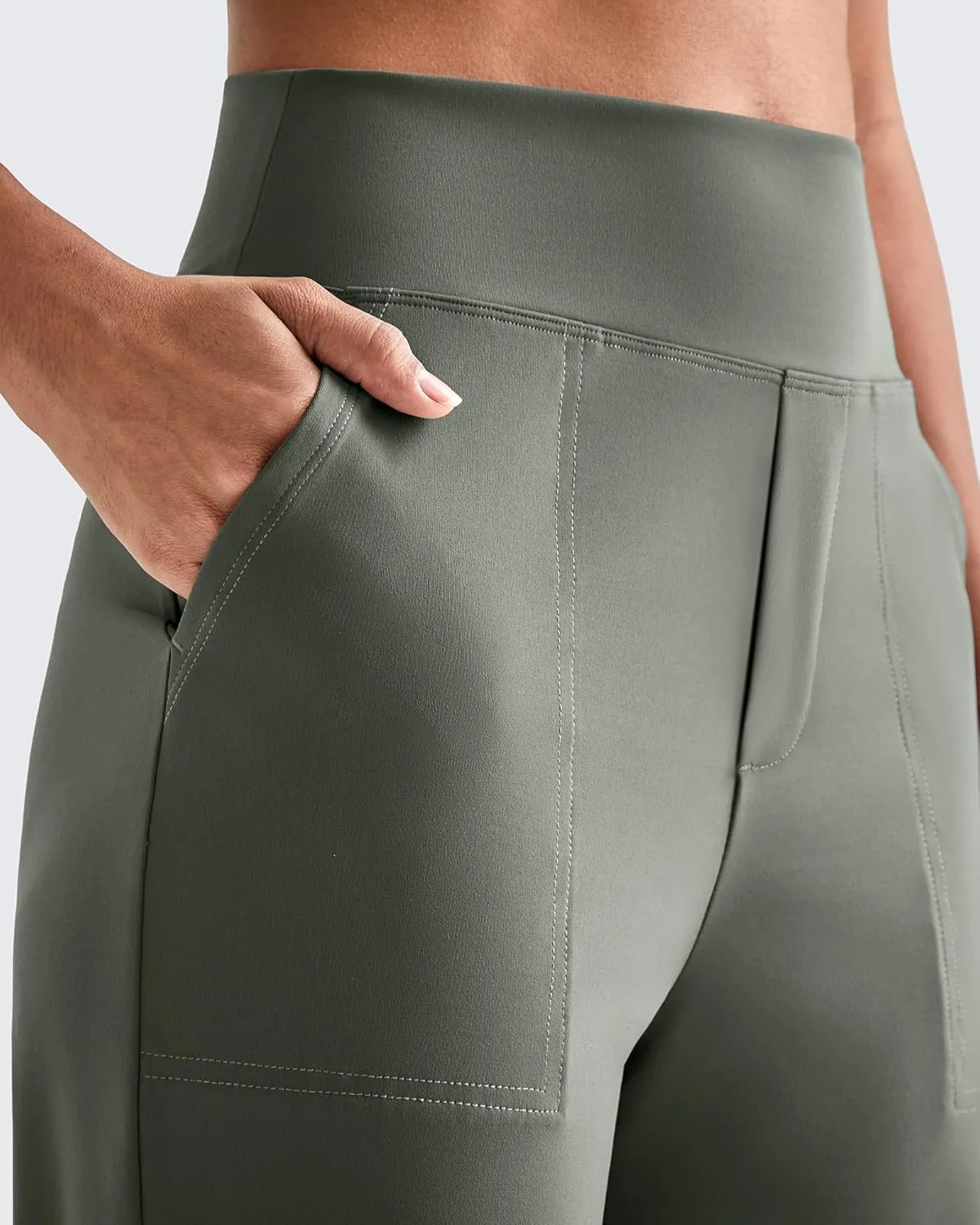 G4Free ShiftReady Yoga Pants Women High Waist Dress Work Pants with Pockets Wide Leg Business Casual Trousers 28"/30"/32"
