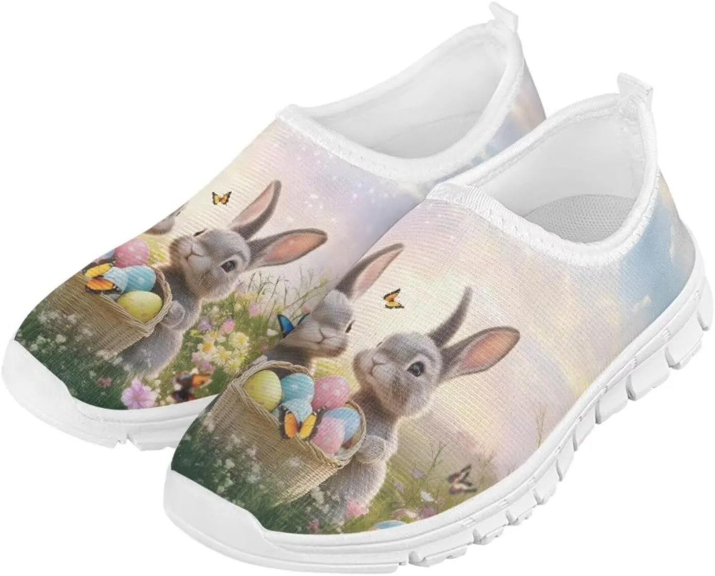 Girls Eater Bunny Shoes Cute Kids Running Shoes Trendy Slip On Sneakers
