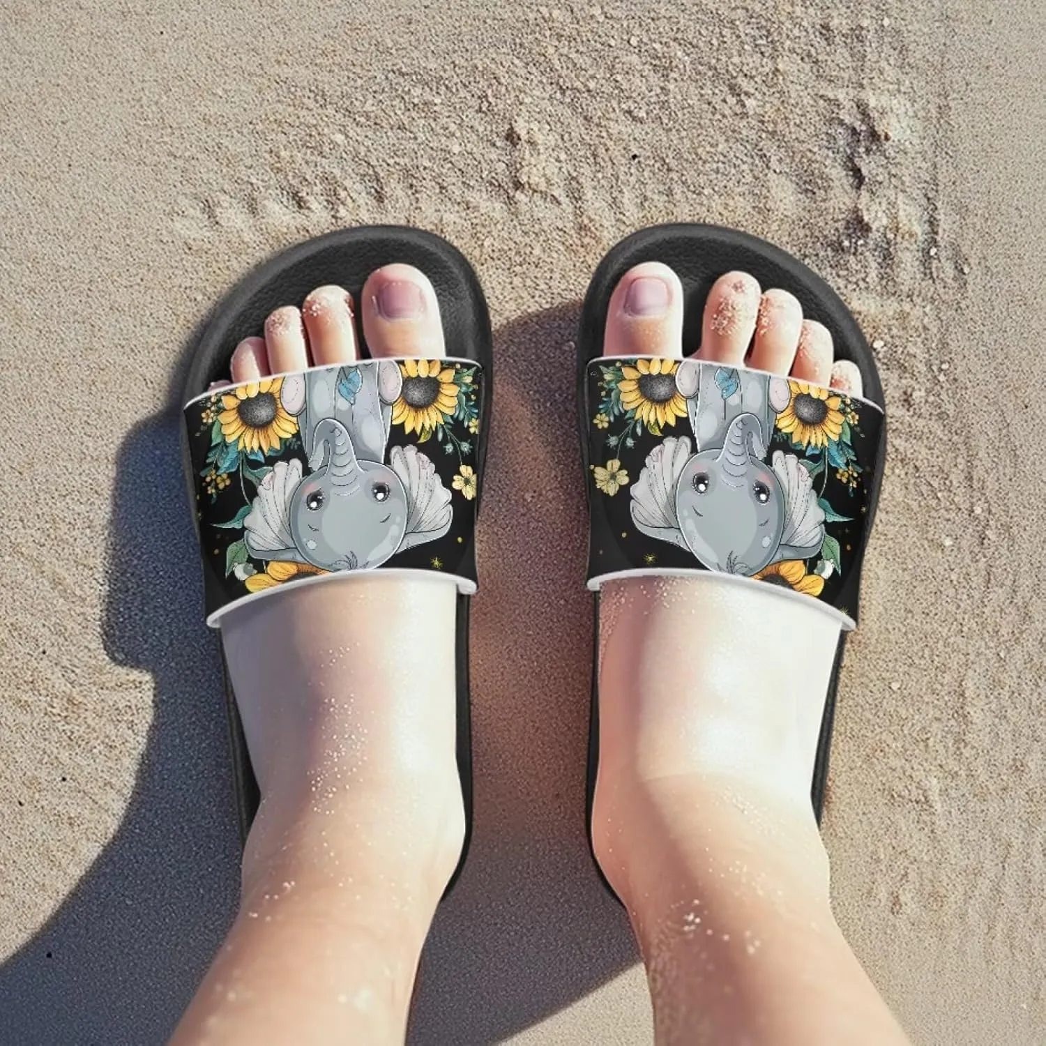 Girls Slide Sandals Non Slip Summer House Slippers Kids Open Toe Beach Slides Stylish Kids Shower Shoes