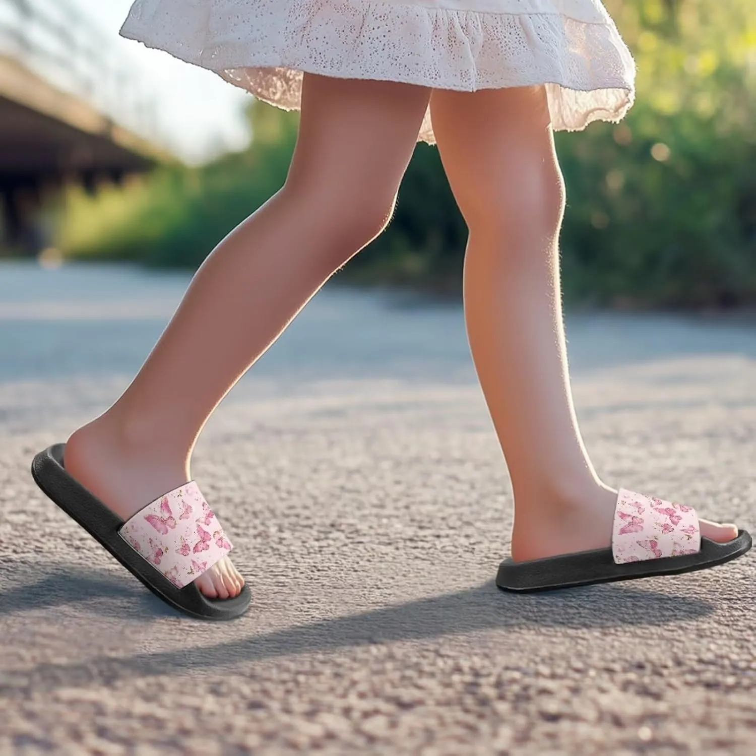 Girls Slide Sandals Non Slip Summer House Slippers Kids Open Toe Beach Slides Stylish Kids Shower Shoes