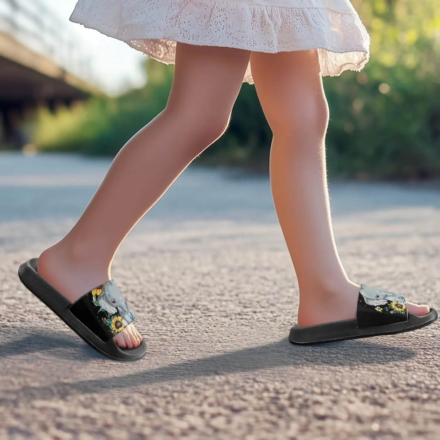 Girls Slide Sandals Non Slip Summer House Slippers Kids Open Toe Beach Slides Stylish Kids Shower Shoes