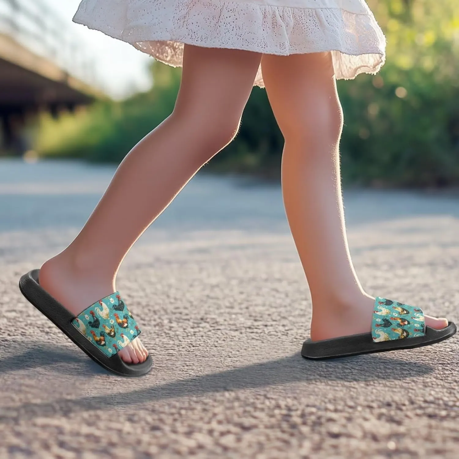 Girls Slide Sandals Non Slip Summer House Slippers Kids Open Toe Beach Slides Stylish Kids Shower Shoes