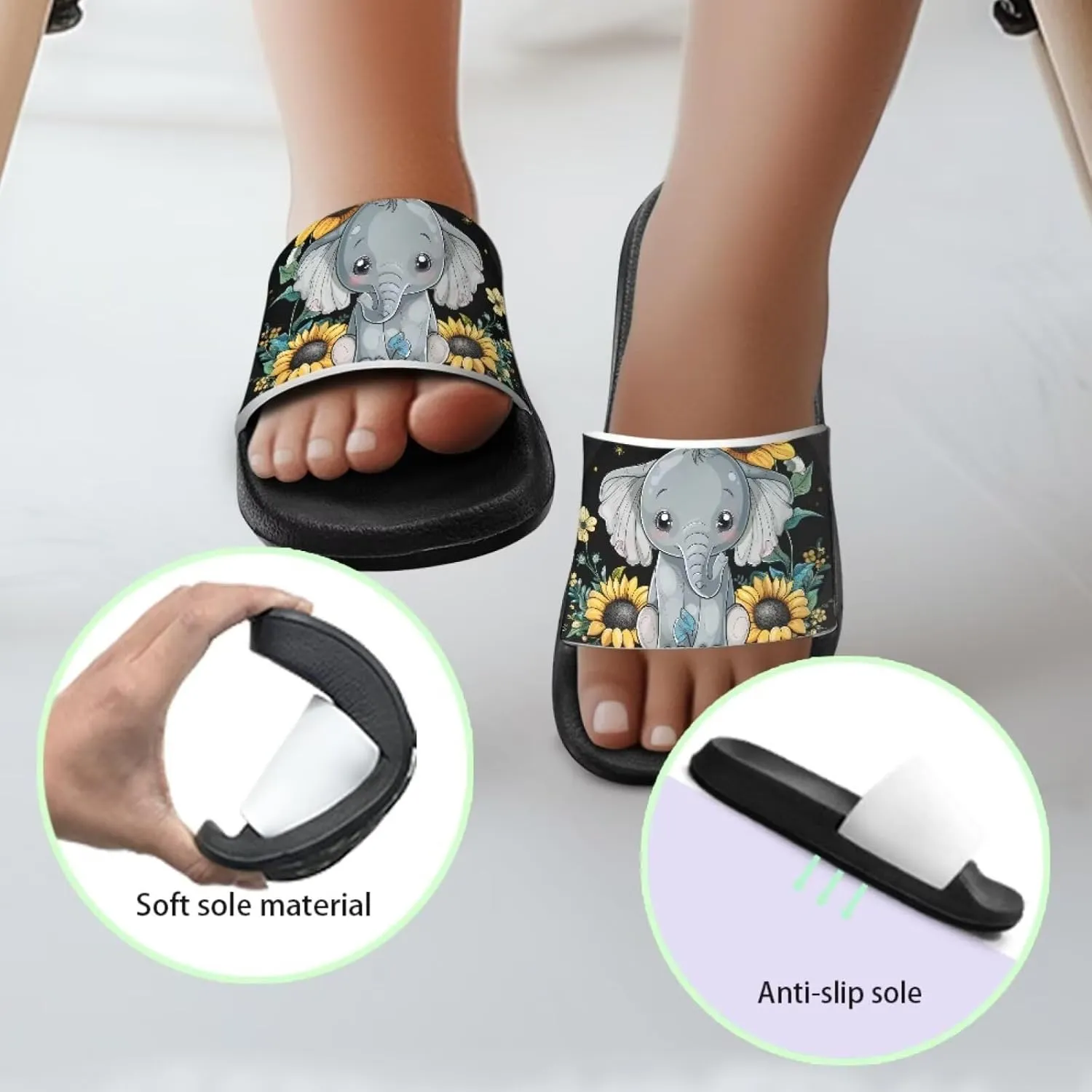 Girls Slide Sandals Non Slip Summer House Slippers Kids Open Toe Beach Slides Stylish Kids Shower Shoes