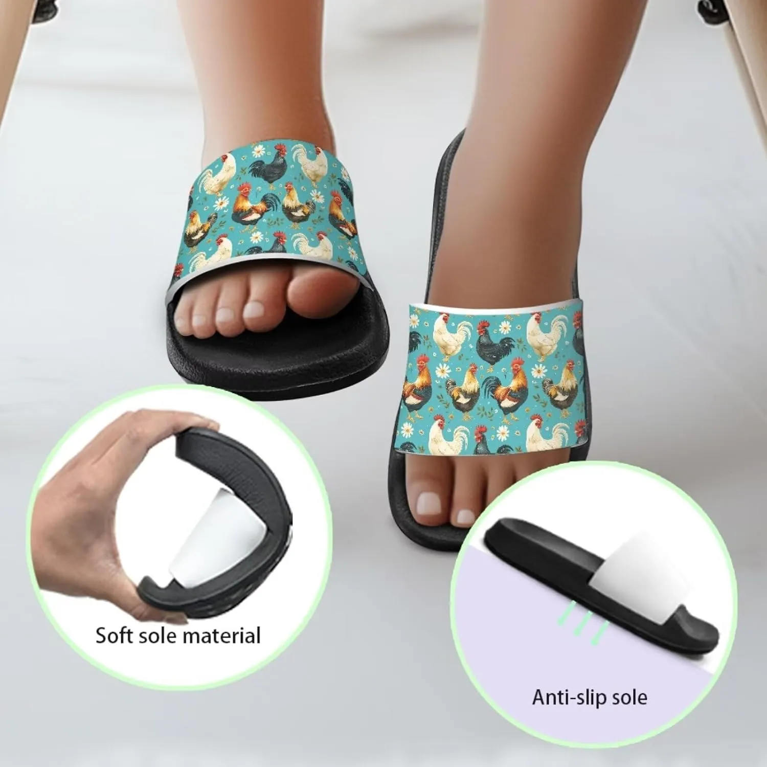 Girls Slide Sandals Non Slip Summer House Slippers Kids Open Toe Beach Slides Stylish Kids Shower Shoes
