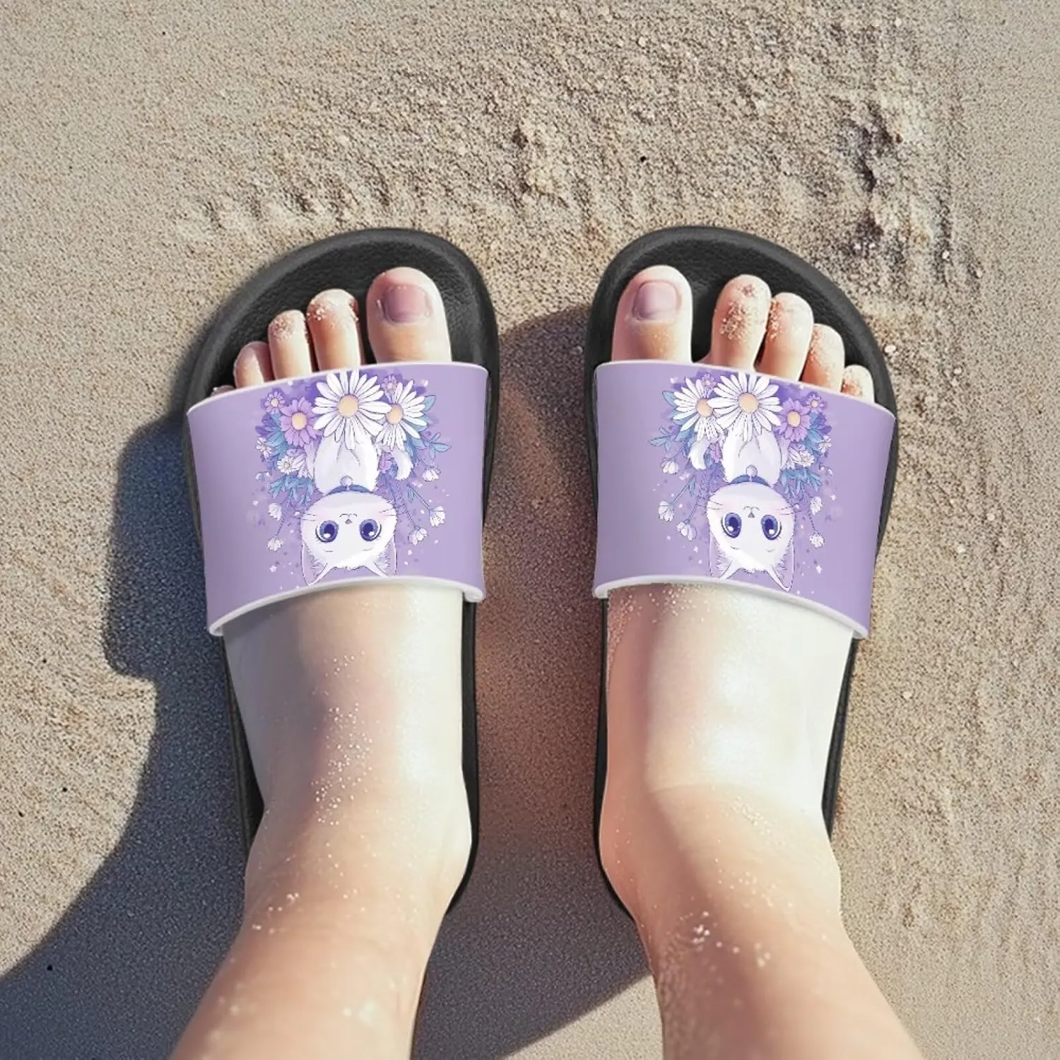 Girls Slide Sandals Summer Shoes for Kids Open Toe Beach Slides Lightweight Non Slip Shower Slippers