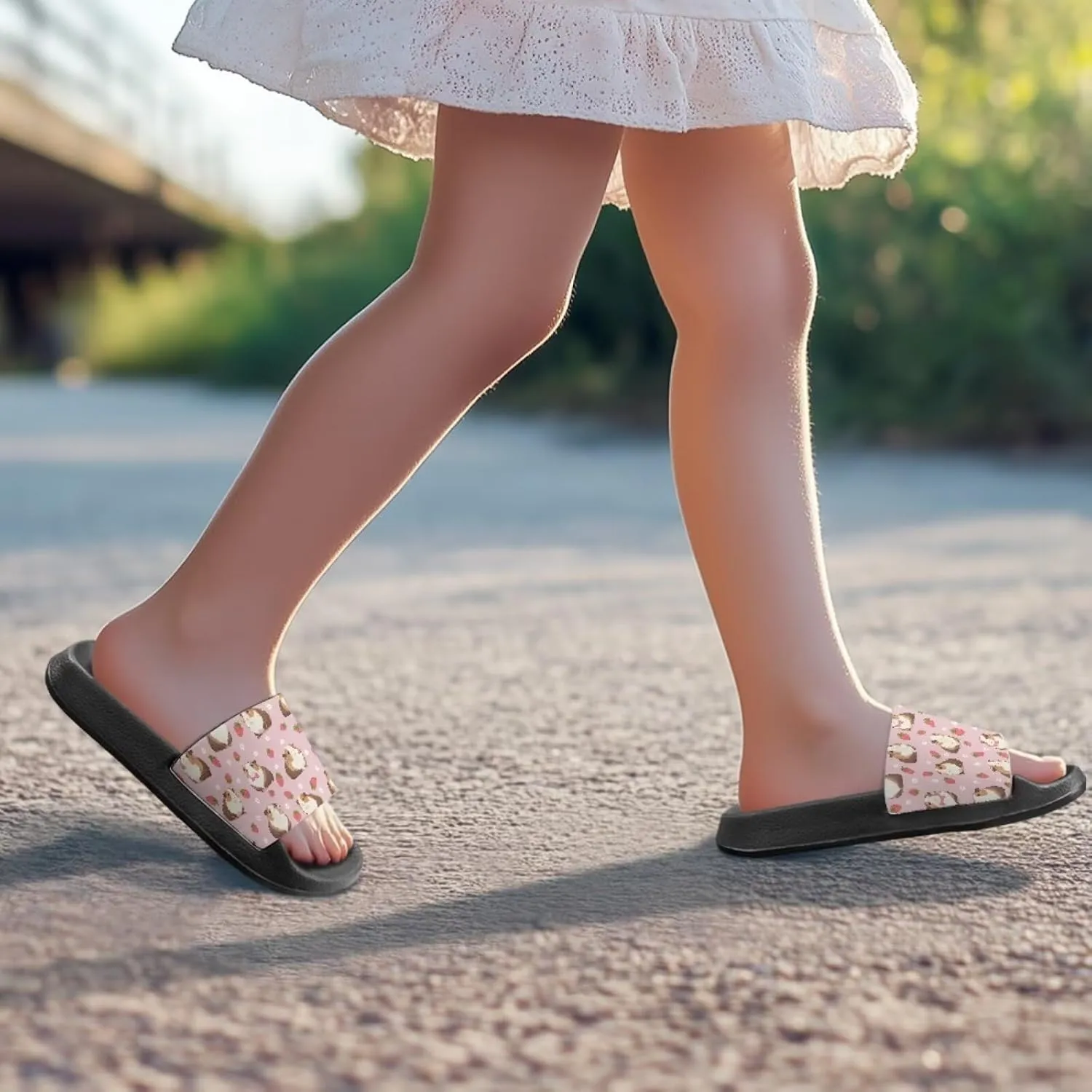 Girls Slide Sandals Summer Shoes for Kids Open Toe Beach Slides Lightweight Non Slip Shower Slippers