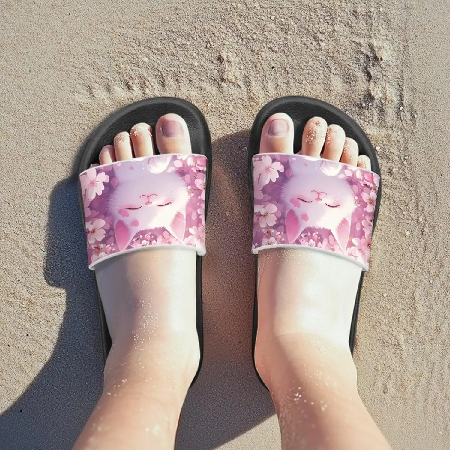 Girls Slide Sandals Summer Shoes for Kids Open Toe Beach Slides Lightweight Non Slip Shower Slippers