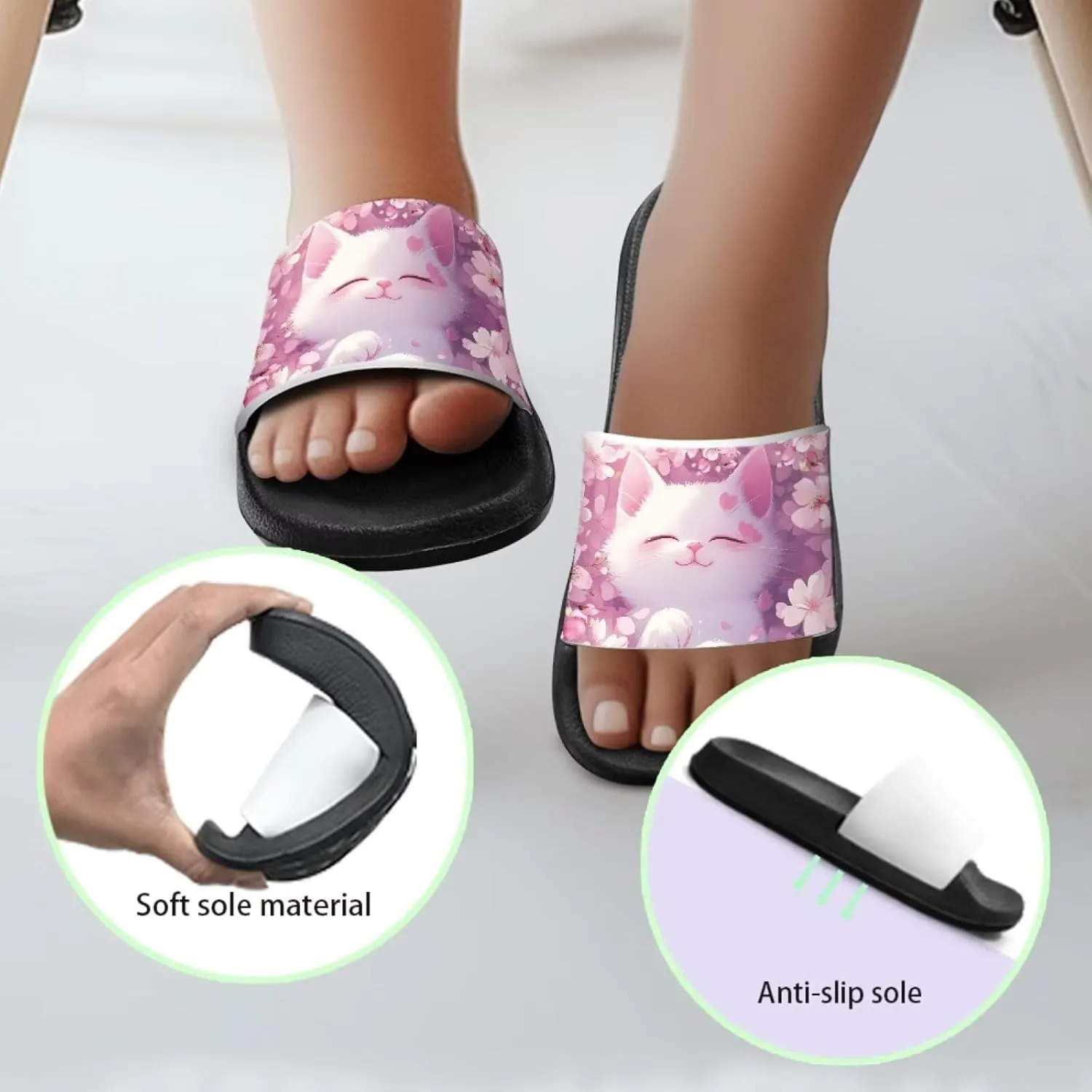 Girls Slide Sandals Summer Shoes for Kids Open Toe Beach Slides Lightweight Non Slip Shower Slippers