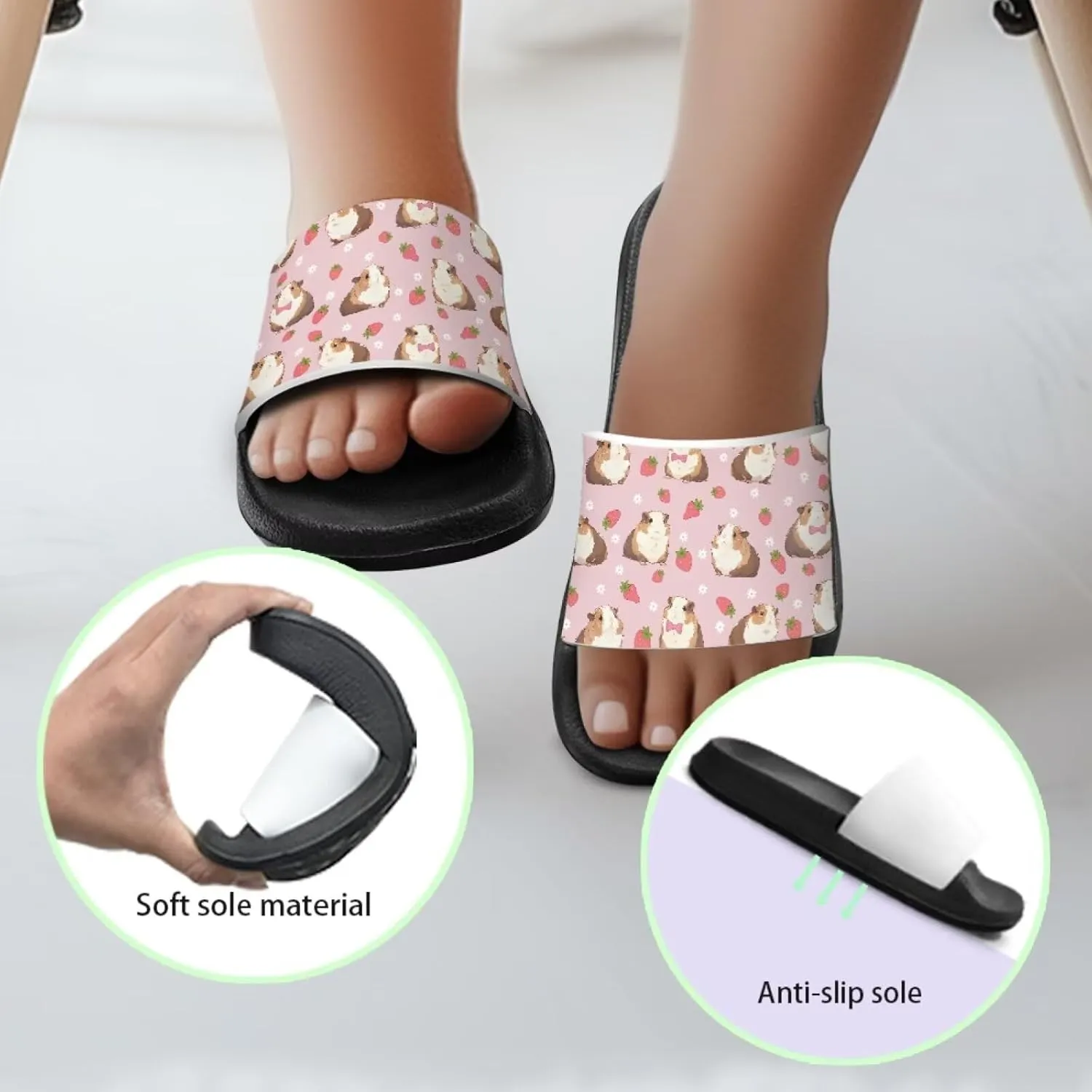 Girls Slide Sandals Summer Shoes for Kids Open Toe Beach Slides Lightweight Non Slip Shower Slippers