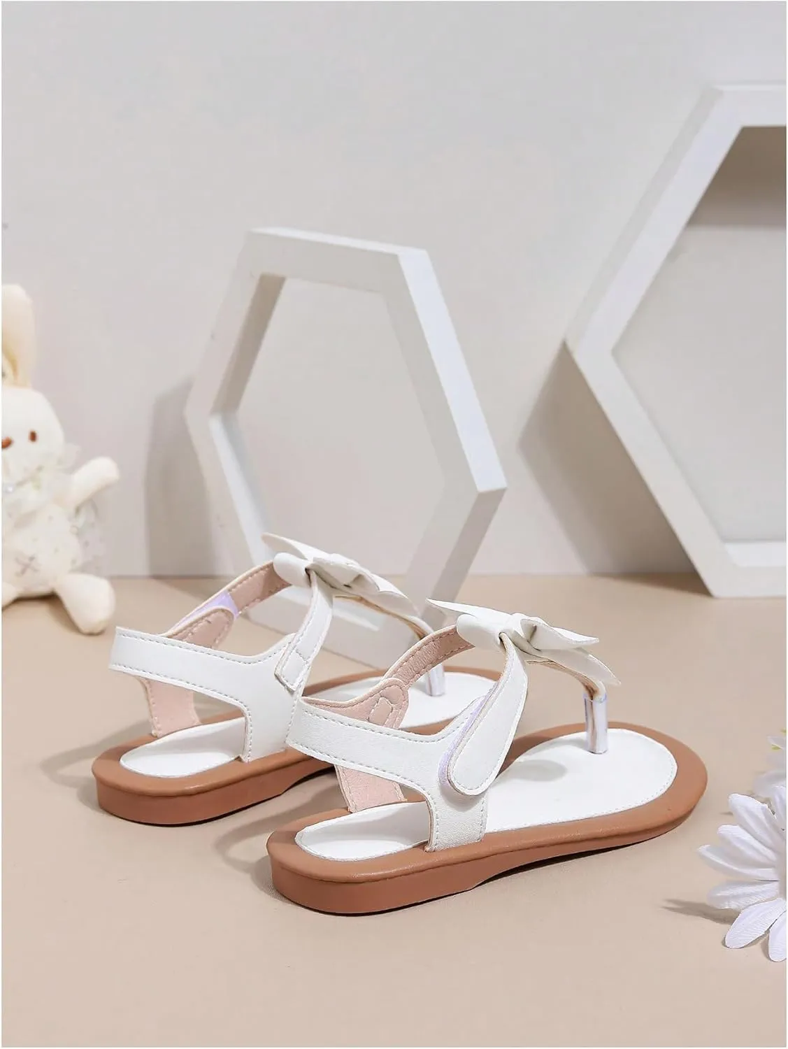 GORGLITTER Girl's Bow Thong Flat Sandals Dressy Cute Open Toe Ankle Strap Summer Vacation Sandals