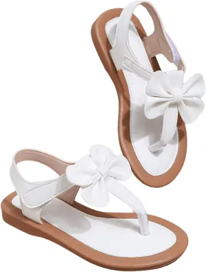 GORGLITTER Girl's Bow Thong Flat Sandals Dressy Cute Open Toe Ankle Strap Summer Vacation Sandals