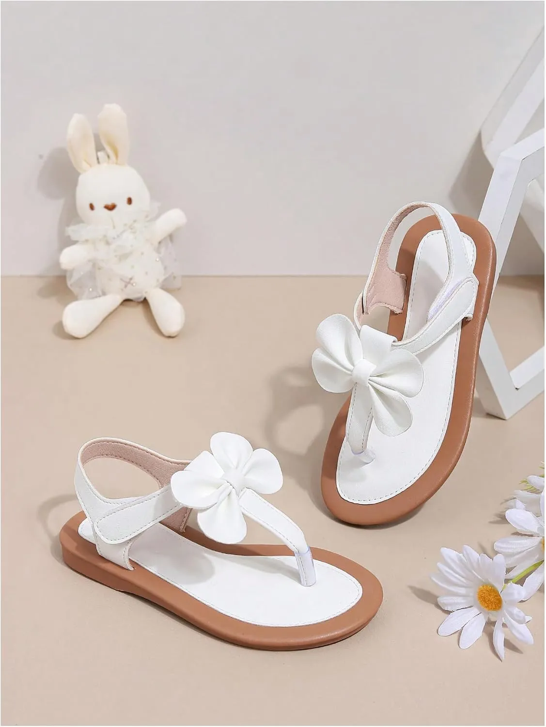 GORGLITTER Girl's Bow Thong Flat Sandals Dressy Cute Open Toe Ankle Strap Summer Vacation Sandals