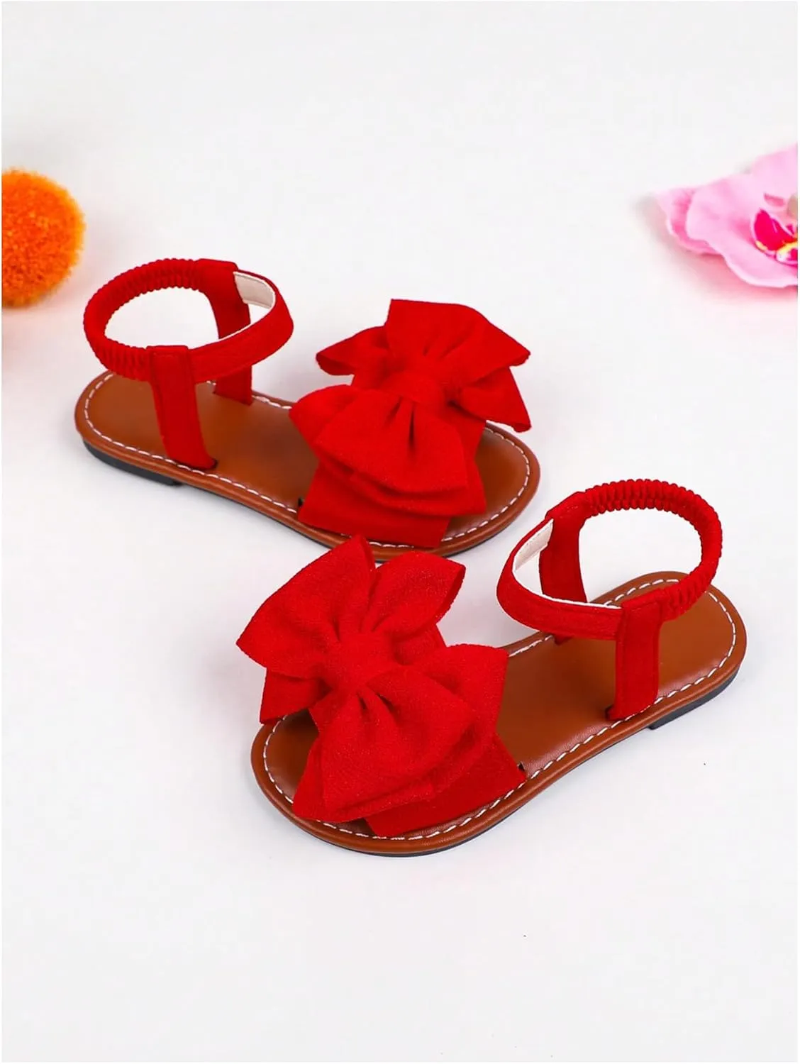 GORGLITTER Girl's Sandals Dressy Bow Ankle Strap Sandal Open Toe Slides Flats Summer Cute Vacation Sandals