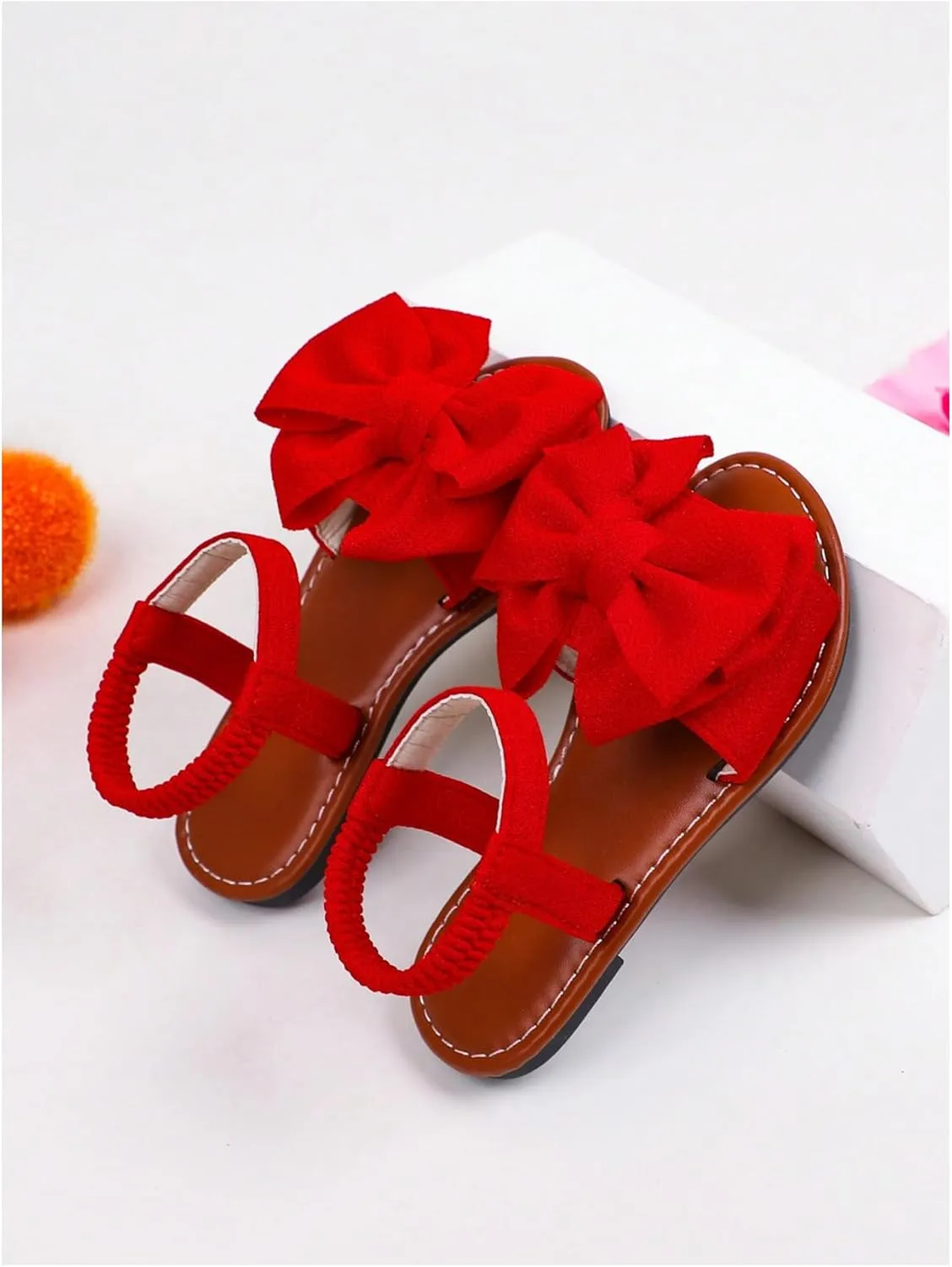 GORGLITTER Girl's Sandals Dressy Bow Ankle Strap Sandal Open Toe Slides Flats Summer Cute Vacation Sandals