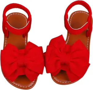 GORGLITTER Girl's Sandals Dressy Bow Ankle Strap Sandal Open Toe Slides Flats Summer Cute Vacation Sandals