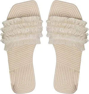 GORGLITTER Women's Boho Vacation Slide Sandals Square Open Toe Beach Summer 2025 Flats