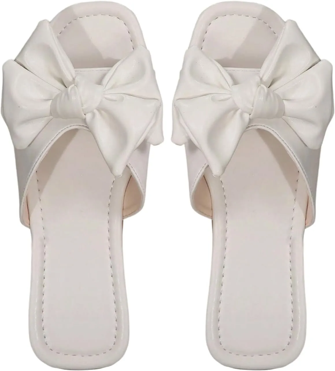 GORGLITTER Women's Bow Summer Beach Flat Cute Sandals 2025 Dressy Vacation Slip On Shoes