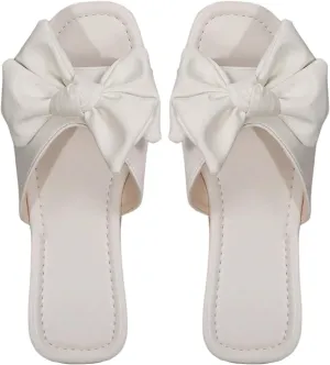 GORGLITTER Women's Bow Summer Beach Flat Cute Sandals 2025 Dressy Vacation Slip On Shoes