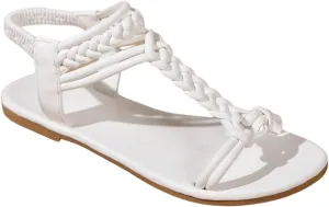 GORGLITTER Women's Gladiator Braided Roman Ankle Strap Sandals Leather Open Toe Summer Vacation Flats Sandals 2025