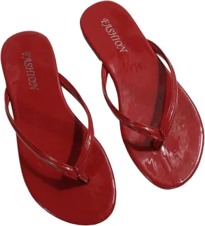 GORGLITTER Women's Square Open Toe Flip Flop Minimalist Thong Flat Sandals Slide On Summer Vacation 2025 Dressy Shoes