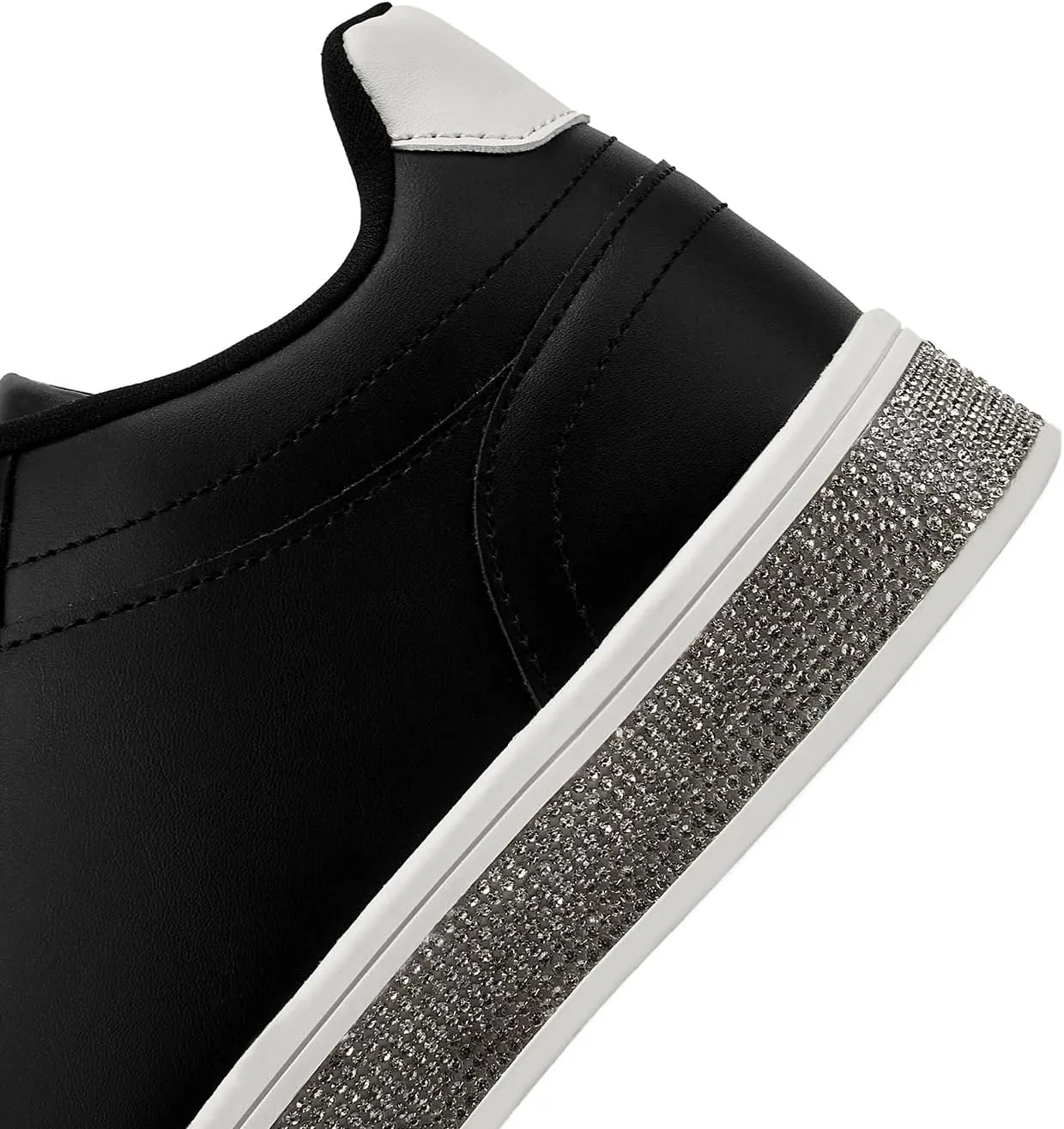 GOSERCE Women's Fashion Sneakers with Sparkly Glitter Rhinestone Sneakers Platform Tennis Shoes Trendy Cute Comfortable Casual Dressy Wedding Bridal Walking Concert Fall